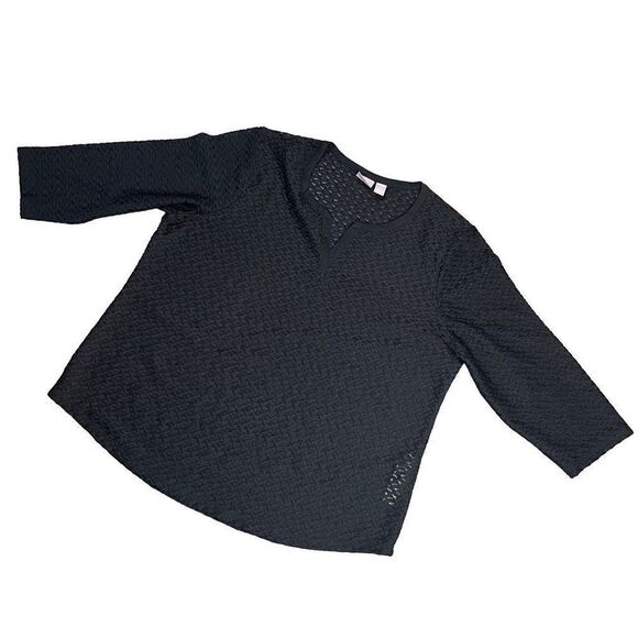 Chico's Women Top Quarter Sleeve Black Small V Neckline Open Knit Black XL Chico - Picture 3 of 11